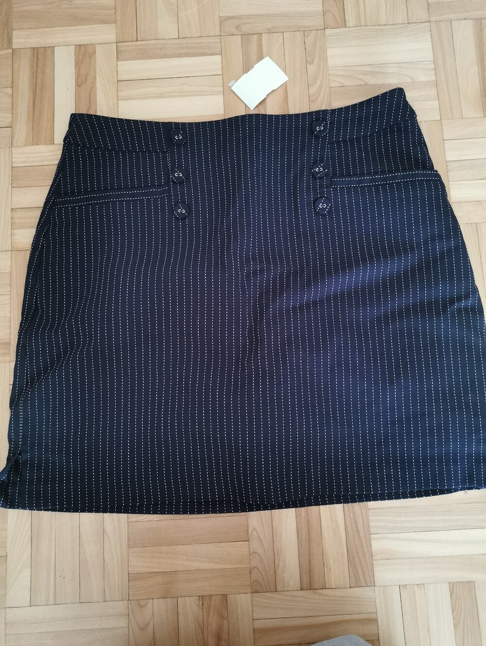 Tribal Navy Pinstripe Mini Skortt with Button Detail